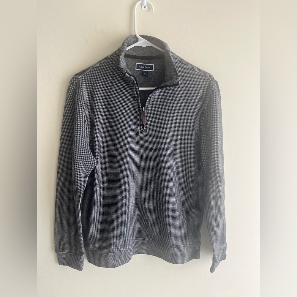 Club Room Men's Charcoal Gray Textured Half-Zip Sweater